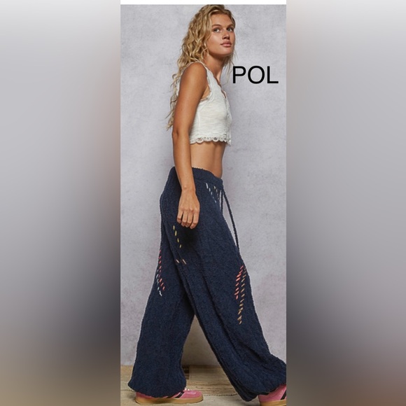 BPB217-8💙🤍NEW! POL perfection in navy berber elastic waist pants-stunning! - Picture 6 of 9